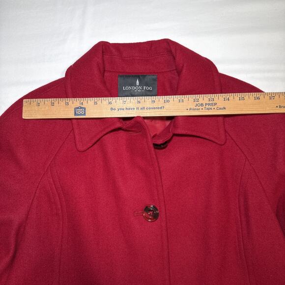 VTG Womens London Fog Wool Blend Red Lined Button Pea Coat Sz XL Classy EUC - Picture 3 of 14